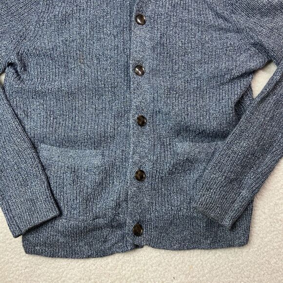 J. Crew Sweater Mens Medium Gray Cable Knit Cardigan Mock Neck Fisherman - Picture 3 of 12